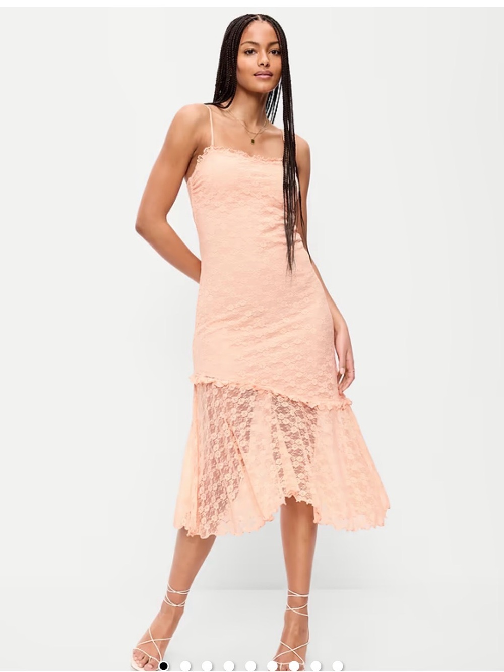 Old Navy Peach Lace Asymmetrical Slip Dress
